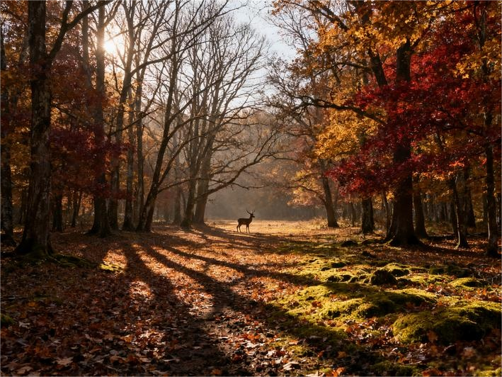 Warm Autumn Forest - AI Generated Nature Scene
